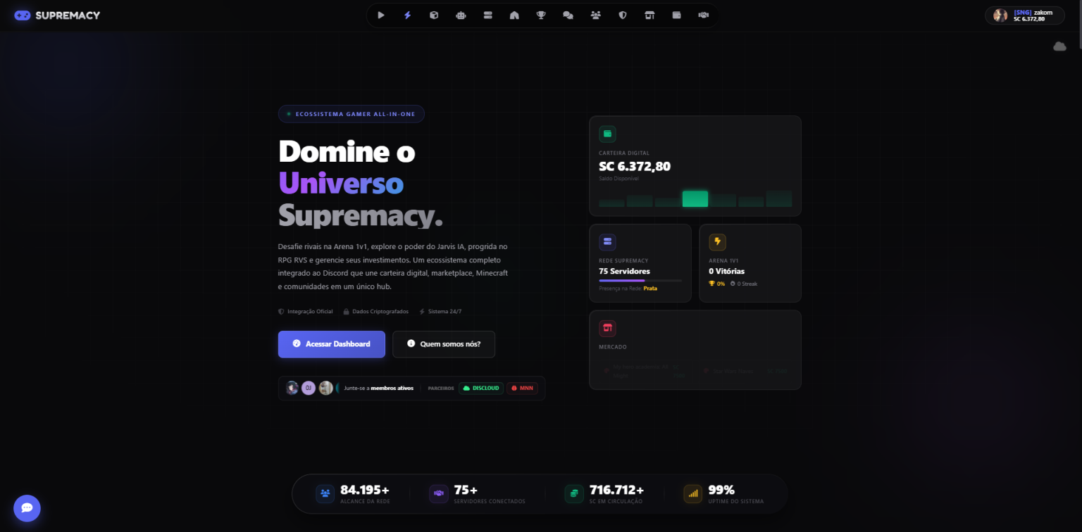 Interface do projeto Supremacy